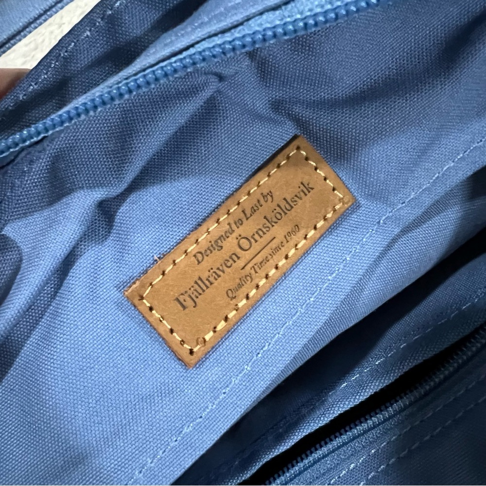 Fjallraven Blue Tote Backpack with Brown Leather Accents - Picture 10 of 12